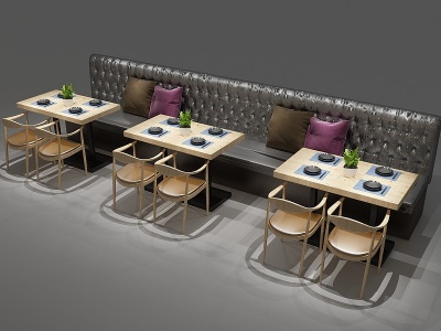 3d现代餐桌餐桌椅卡座模型