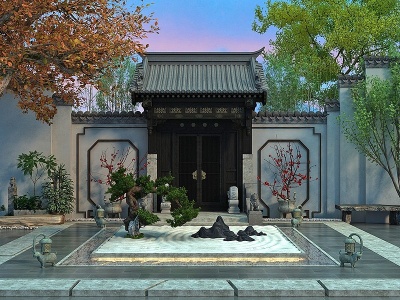 中式庭院景观花园模型3d模型