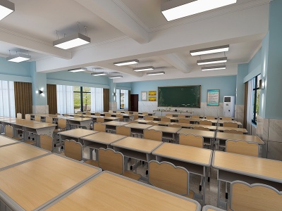 3d现代小学教师室模型