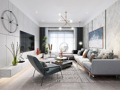 3d现代客厅沙发摆件装饰品模型