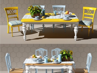 餐桌椅子组合模型3d模型