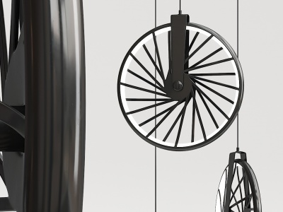 3d工业风单车车轮吊灯模型