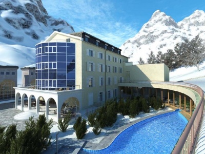 3d别墅雪山建筑泳池模型