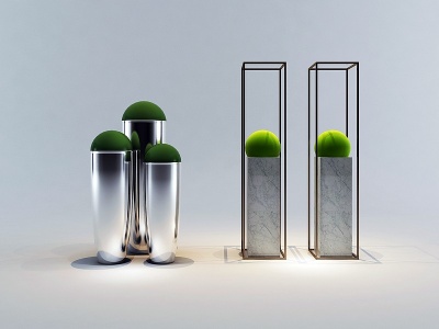 3d现代办公楼花缸盆栽模型