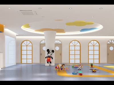 3d现代幼儿园游乐活动区模型
