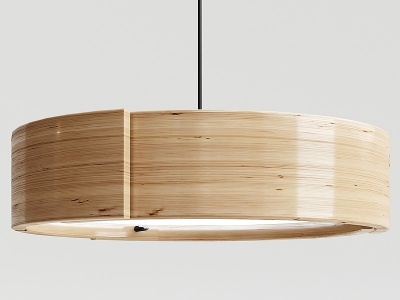 3d北欧实木圆形吊灯模型