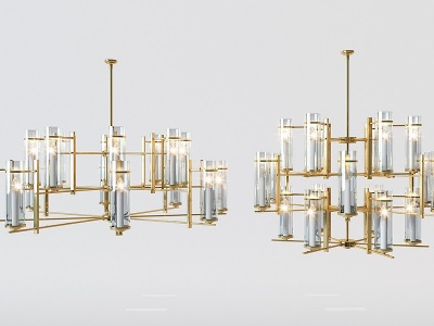 新中式玻璃金属吊灯模型3d模型