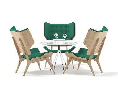 3d简欧餐桌椅组合模型