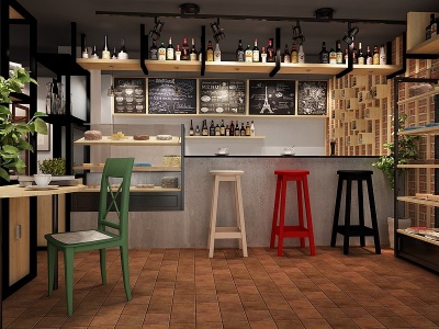 工业风现代loft咖啡馆模型3d模型