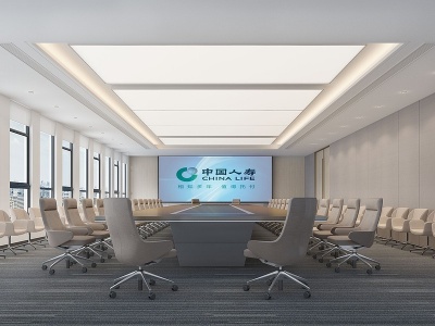 3d现代会议室大屏幕模型