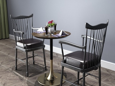工业风餐桌餐桌椅卡座模型3d模型
