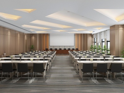 现代会议室会议桌椅投影仪模型3d模型
