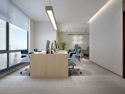 3d现代办公室办公桌椅老板桌模型