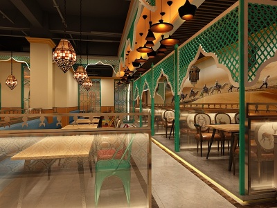 中式新疆楼兰餐厅模型