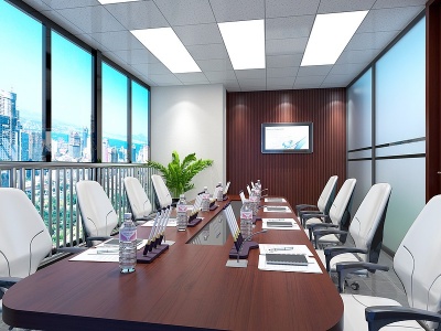 3d现代会议室背景墙模型