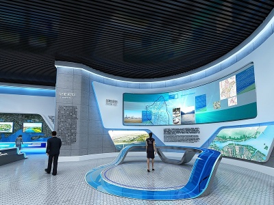 3d现代城市展厅电子显示屏模型