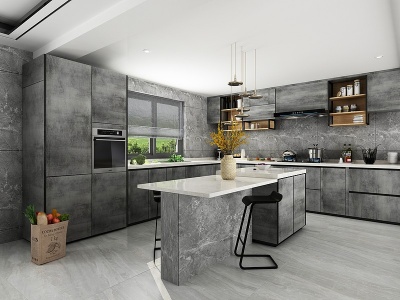3d现代别墅厨房模型