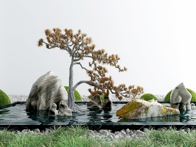 中式庭院景观小品水景模型3d模型