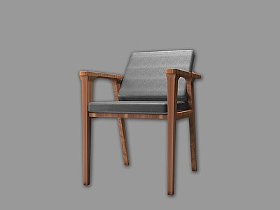 新中式休闲椅实木椅子模型3d模型