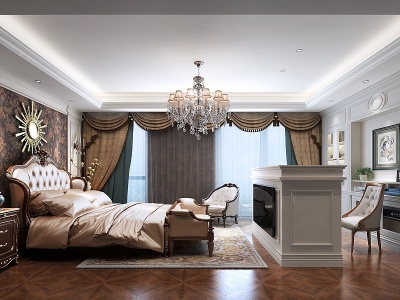 欧式古典卧室吊灯壁灯模型3d模型