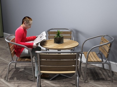 3d工业风茶桌户外桌模型
