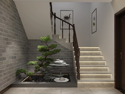 3d新中式禅意客厅模型