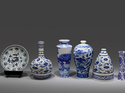 中式陶瓷器皿瓷器模型