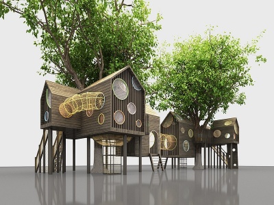 3d现代树屋游乐场设备模型