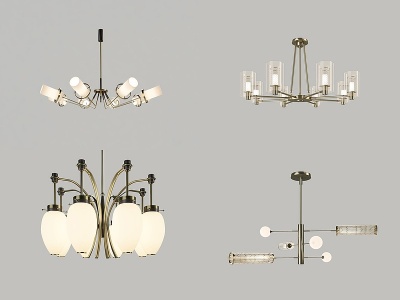 3d现代客餐厅吊灯组合模型