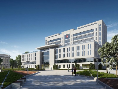 现代医院门诊大楼建筑外观模型3d模型