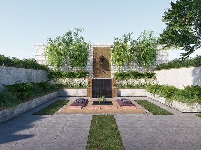 3d现代庭院景观花园花池模型
