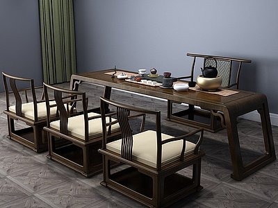 中式茶桌茶桌椅休闲椅模型3d模型