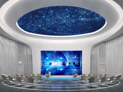 3d现代展厅会议室模型