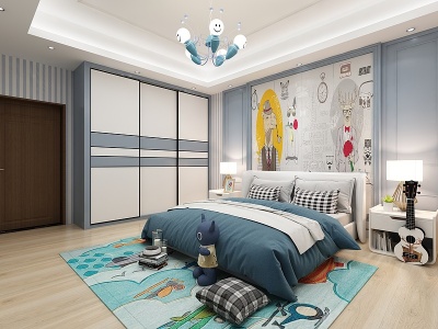 现代儿童房卧室模型3d模型