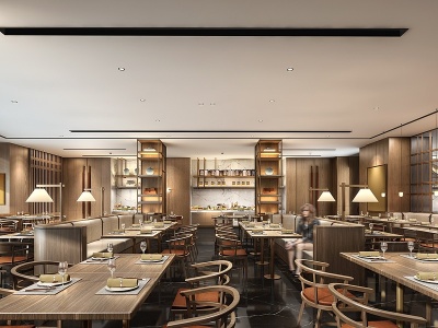 新中式饭店餐饮空间模型3d模型