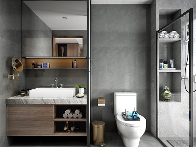 3d现代卫生间浴室柜模型