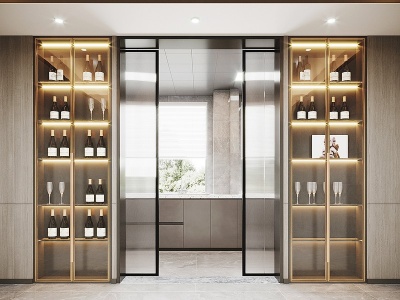 3d现代酒柜玻璃柜模型
