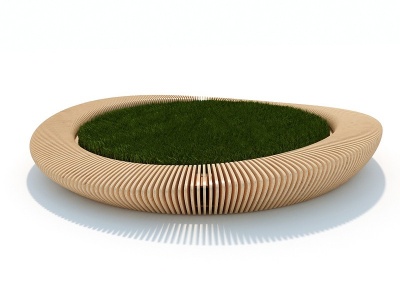 3d现代户外木质异形圆椅模型