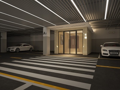 3d现代地下停车场地模型