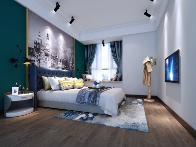 现代卧室窗帘摆件模型3d模型