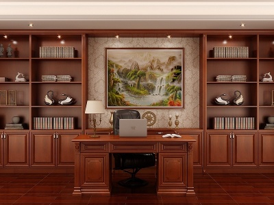 欧式古典家居书房模型3d模型