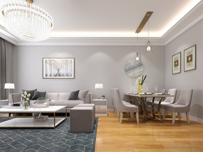 3d现代客厅沙发茶几餐桌椅模型
