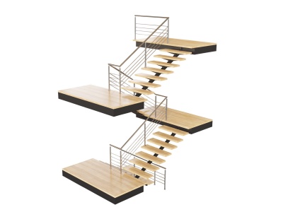 3d现代实木楼梯模型