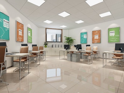 现代办公室办公桌模型3d模型