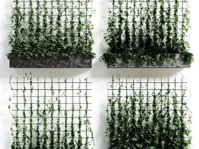 3d现代绿植墙装饰模型