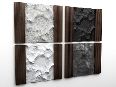 3d现代岩石背景墙模型