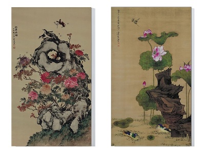 3d新中式传统花鸟装饰画模型