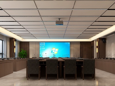 3d现代会议室接待室模型