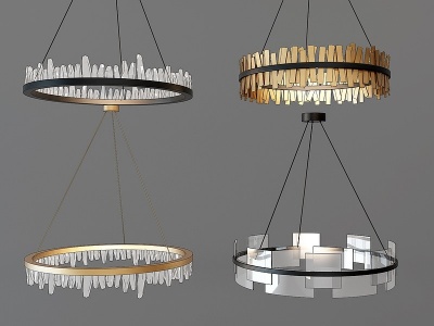 现代奢华金属吊灯组合模型3d模型