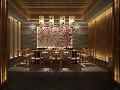 3d日式餐厅包厢包间模型